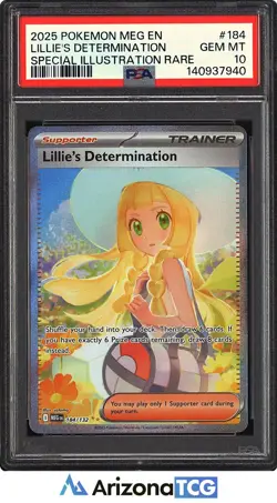 Pokemon 2025 Lillie's Determination 184 Full Art SIR Mega Evolution PSA 10 - Image 1