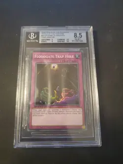 Yu-Gi-Oh! Floodgate Trap Hole English Super Rare OPTP-EN001. BGS 8.5 - Image 1