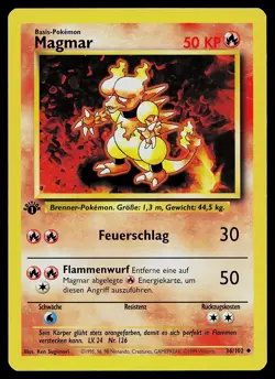 Pokemon Card - Magmar GERMAN Base Set 36/102 Uncommon 1st Edition - Image 1