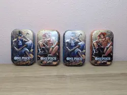 ONE PIECE CARD GAME - Mini TIN PACK Lot Of 4 Tins Set VOL. 2 Art Set Sabo D. Ace - Image 1