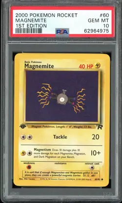 PSA 10 Magnemite 1st Edition Team Rocket 60/82 Pokemon Card - Image 1