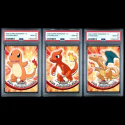 1999 Topps Pokemon TV Series 1 Charizard Evolution Sequential PSA 10 (Red Logo) - Image 1