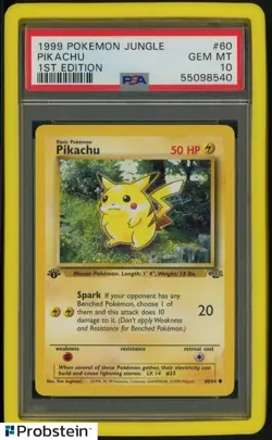 1999 Pokemon Jungle 1st Edition #60 Pikachu PSA 10 GEM MINT w/Guard - Image 1
