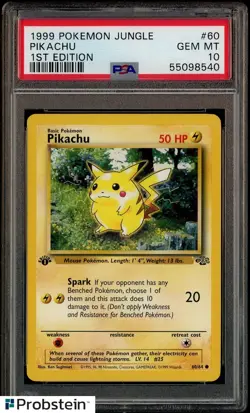 1999 Pokemon Jungle 1st Edition #60 Pikachu PSA 10 GEM MINT w/Guard - Image 4