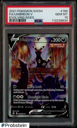 2021 Pokemon SWSH Evolving Skies #189 Full Art Umbreon V PSA 10 w/ Guard Stand - Image 5