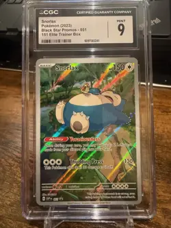 2023 Pokemon SVP En Scarlet & Violet 151 #051/165 Snorlax Black Star Promo CGC 9 - Image 1