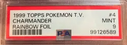 1999 TOPPS POKEMON TV #4 CHARMANDER RAINBOW FOIL (Blue Logo) PSA 9 POP 13 - Image 2