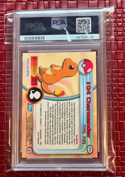 1999 TOPPS POKEMON TV #4 CHARMANDER RAINBOW FOIL (Blue Logo) PSA 9 POP 13 - Image 3