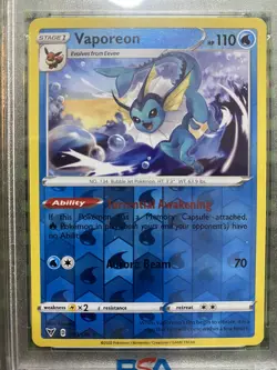 PSA 9 GEM MINT Pokemon TCG Vaporeon Vivid Voltage 030/185 Reverse Holo Rare - Image 3