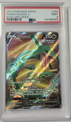2021 Pokemon SWSH Full Art Rayquaza V Evolving Skies #193 PSA 9 - Image 1