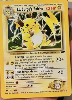 Pokemon Lt. Surge's Raichu Gym Challenge 11/132 Holo Rare Unlimited 80 HP - Image 1