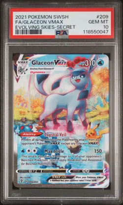 2021 POKEMON SWORD & SHIELD EVOLVING SKIES SECRET FULL ART/GLACEON VMAX PSA 10 - Image 1