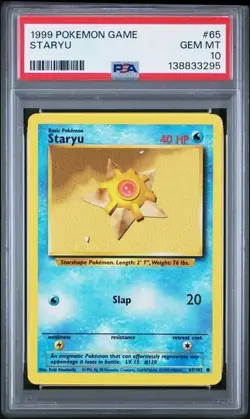 1999 POKEMON GAME BASE SET 65 STARYU PSA 10 GEM MINT - Image 1