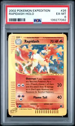 2002 POKEMON EXPEDITION #26 RAPIDASH-HOLO PSA 6 - Image 1