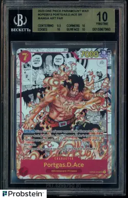 2023 One Piece Paramount War OP02013 Portgas D. Ace Manga Art BGS 10 PRISTINE - Image 1
