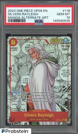 2024 One Piece OP08 EN Manga Alternate Art #118 Silvers Rayleigh PSA 10 GEM MINT - Image 1