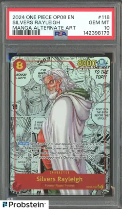 2024 One Piece OP08 EN Manga Alternate Art #118 Silvers Rayleigh PSA 10 GEM MINT - Image 1