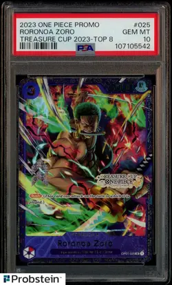 2023 One Piece Promo #025 Roronoa Zoro Treasure Cup 2023 Top 8 PSA 10 GEM MINT - Image 1