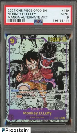 2024 One Piece OP09 En Manga Alternate Art #119 Monkey D. Luffy PSA 9 MINT - Image 1