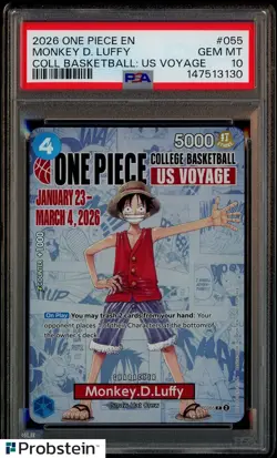 2026 One Piece EN College Basketball US Votage #055 Monkey D. Luffy PSA 10 - Image 1