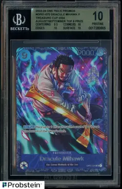 2022-24 One Piece Promos EN OP01-070 Dracule Mihawk Treasure Cup Top 8 BGS 10 - Image 1