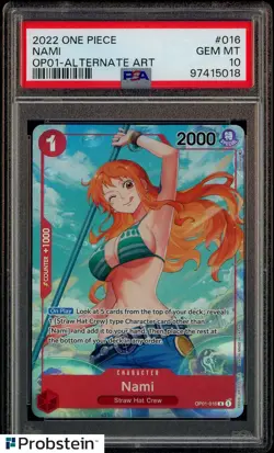 2022 One Piece OP01-Alternate Art #016 Nami Pre-Errata PSA 10 GEM MINT - Image 1
