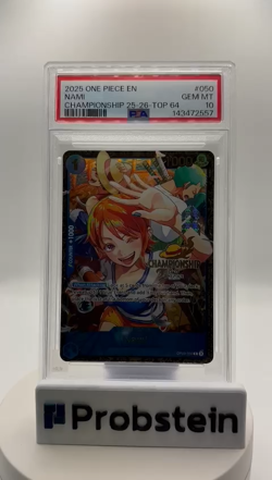 2025 One Piece EN Championship Top 64 #050 Nami PSA 10 GEM MINT - Image 2