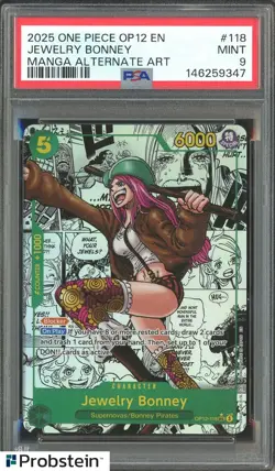2025 One Piece OP-12 EN Manga Alternate Art #118 Jewelry Bonney PSA 9 MINT - Image 1