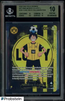 2025 ONE PIECE PROMOS BVB X ONE PIECE MATCH DAY 2025 #003 MONKEY D. LUFFY BGS 10 - Image 1