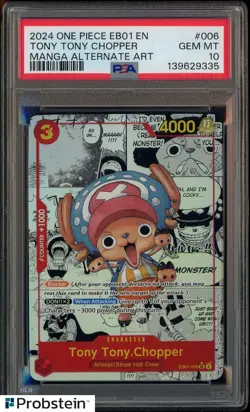2024 One Piece EB01 EN Manga Alternate Art #006 Tony Tony Chopper PSA 10 - Image 1