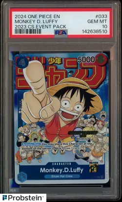 2024 One Piece EN 2023 CS Event Pack #033 Monkey D. Luffy PSA 10 GEM MINT - Image 1