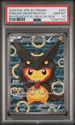 2016 POKEMON JPN XY PROMO #231 PONCHO-WEARING PIKACHU PSA 10 - Image 1