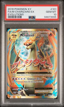2016 POKEMON XY EVOLUTIONS #101 FULL ART/M CHARIZARD EX PSA 10 - Image 1
