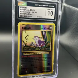 Rattata 66/108 Evolutions Reverse Holo Pokemon TCG CGC 💎 Mint 10!! - Image 1