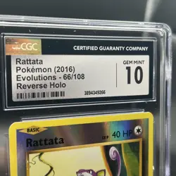 Rattata 66/108 Evolutions Reverse Holo Pokemon TCG CGC 💎 Mint 10!! - Image 3