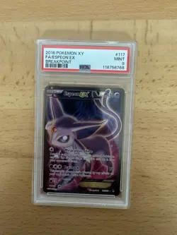 2016 POKEMON XY BREAKPOINT ESPEON EX #117 FULL ART PSA 9 MINT - Image 1