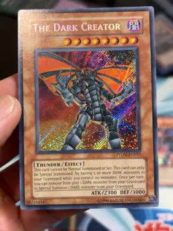 Yu-Gi-Oh! 3x The Dark Creator Secret Rare Unlimited PTDN LIGHT PLAY - Image 2