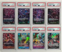 2025 One Piece EN 2nd Anniversary Set Sequential Set of (8) PSA 10 w/ 061 Luffy - Image 1