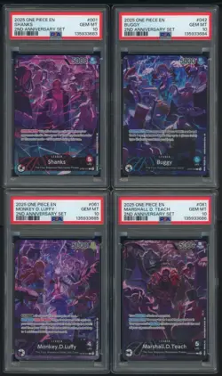 2025 One Piece EN 2nd Anniversary Set Sequential Set of (8) PSA 10 w/ 061 Luffy - Image 3