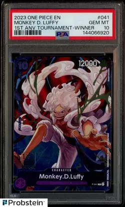 2023 One Piece EN 1st Anv Tournament Winner #041 Monkey D. Luffy PSA 10 GEM MINT - Image 1