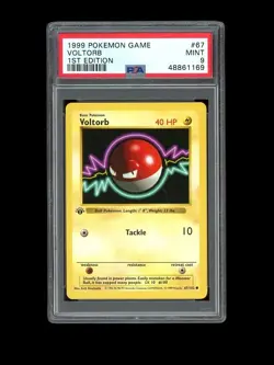 Pokemon PSA 9 MINT Voltorb 1st Edition Shadowless Base Set 1999 Card 67/102 - Image 1