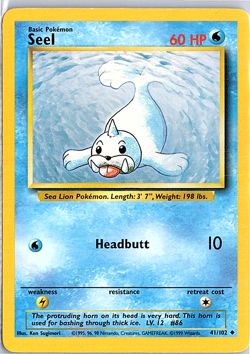 Seel 41/102 Base Set Vintage Pokemon Card WOTC 1999 Uncommon - Image 1