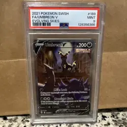 Pokemon TCG Umbreon v Evolving Skies Holo Ultra Rare Card 189/203 PSA 9 - Image 1
