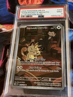 Pokemon TCG Team Rockets Meowth Card 203/182 Destined Rivals PSA 9 - Image 1