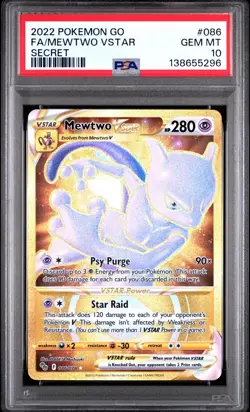 Pokemon Mewtwo VStar 086/078 Gold Secret Rare Pokemon Go PSA 10 GEM MINT - Image 1