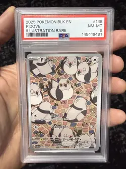 2025 POKEMON BLK EN-BLACK BOLT ILLUSTRATION RARE #148 PIDOVE PSA 8 - Image 1