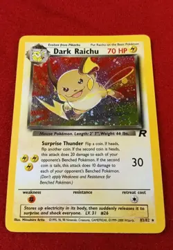 Dark Raichu 83/82 Team Rocket Set Holo Rare SWIRL Pokemon Card VTG Y2k LP - Image 1
