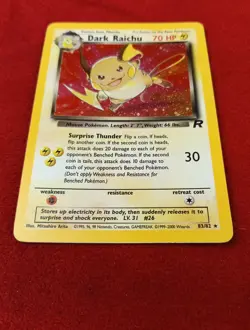 Dark Raichu 83/82 Team Rocket Set Holo Rare SWIRL Pokemon Card VTG Y2k LP - Image 3