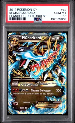 2014 POKEMON XY FLASHFIRE PORTUGUESE #69 M CHARIZARD EX PSA 10 - Image 1