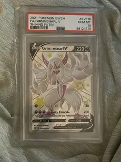 Pokemon Grimmsnarl V Full Art Holo Shiny Fates SV116/SV122 PSA 10 Shiny Rare - Image 1